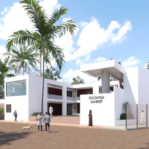 Building front view of Salanga Community Market in Sirajganj with open approach.