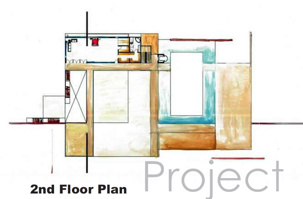 Second floor plan drawing of a villa unit at Unity Complex showing master bedroom and terrace layout, Purbachal, Dhaka