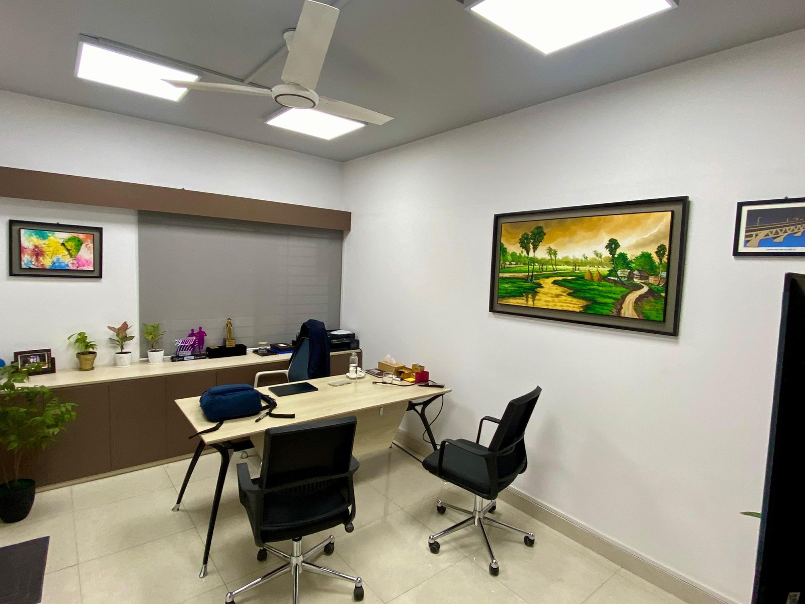 MD Room with desk, visitor chairs and wall art at Ek-Pay office, Mohakhali DOHS, Dhaka