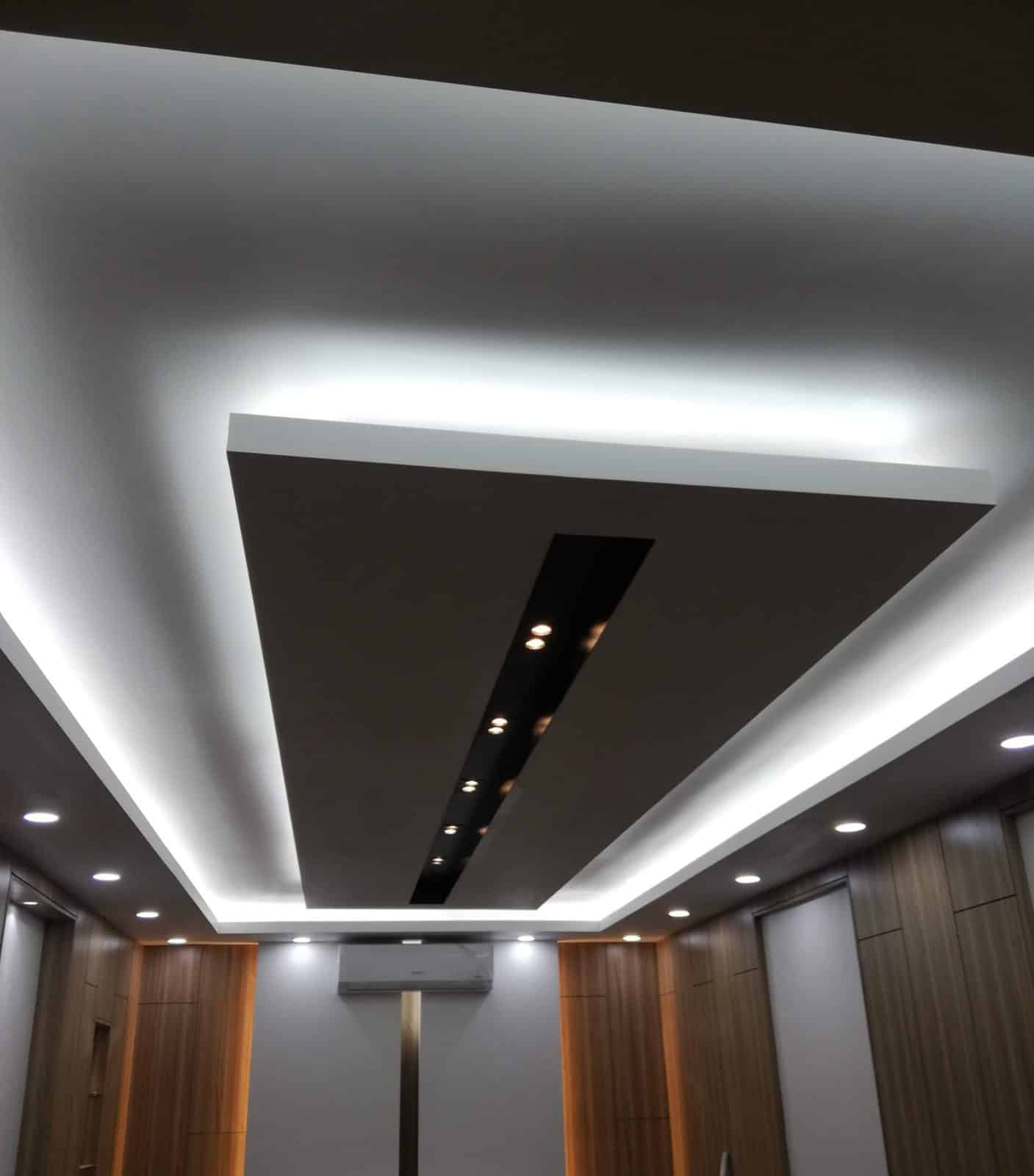 False ceiling design with cove lighting and recessed lights in ADB Wing conference room, Planning Ministry, Dhaka