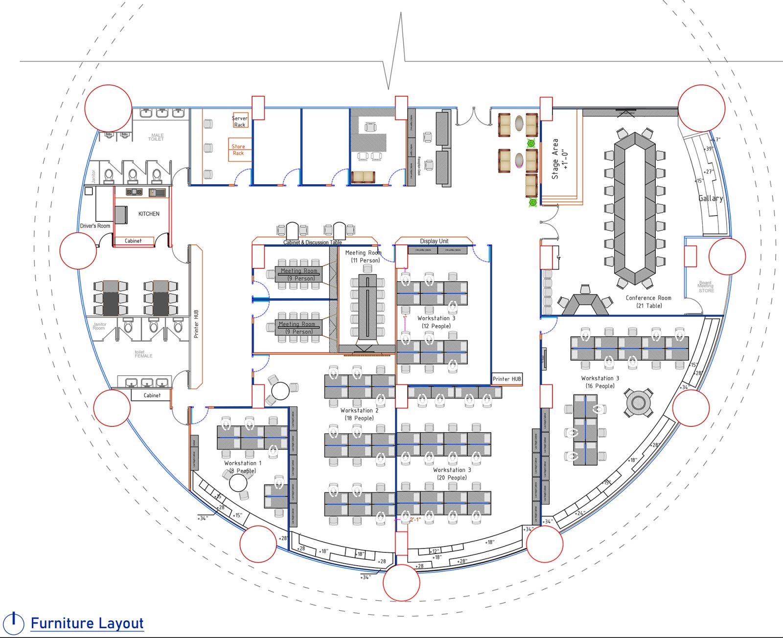 A2i office floor plan and cores
