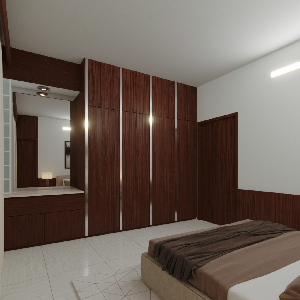 Bedroom interior with Cabinet and dressing mirror