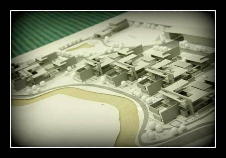 Aerial model view of residential blocks, streets and Waterbody Front