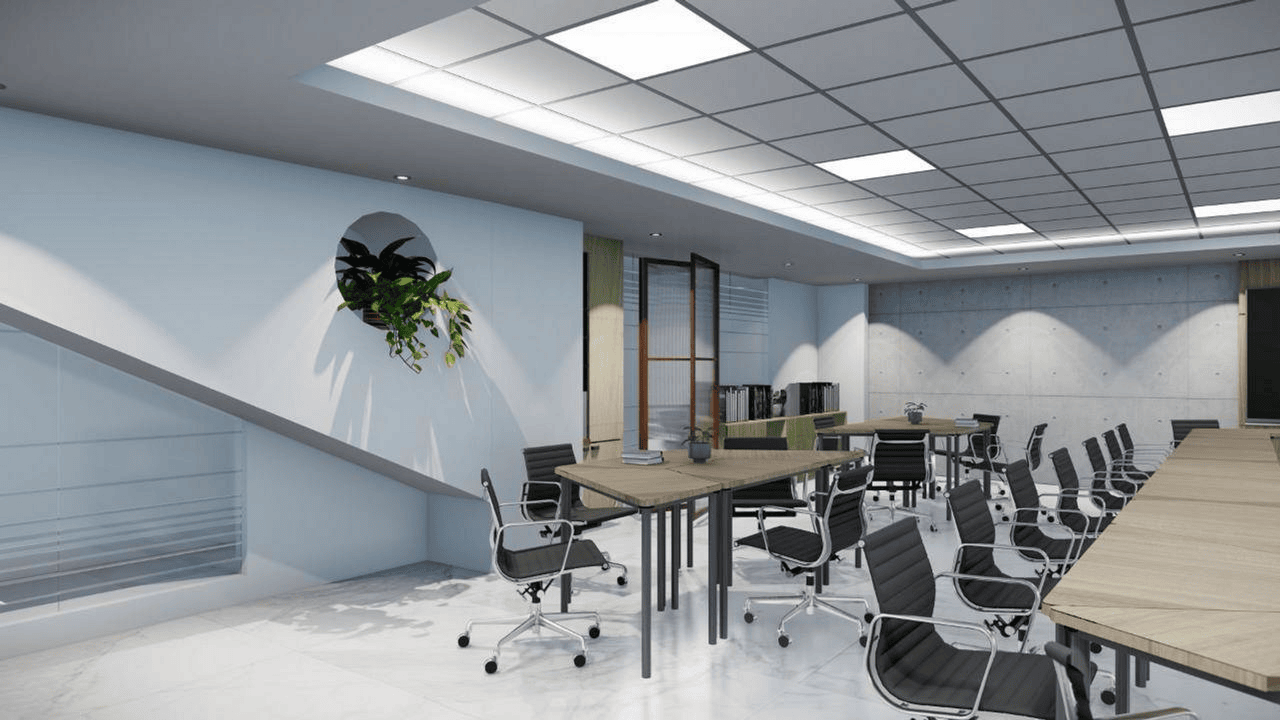 Workstation layout interior with linear planning at A2i Paribahan Pool Office Dhaka